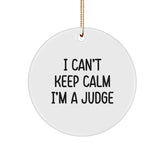 Funny Judge Gifts for Him, I Can't Keep Calm I'm A Judge Circle Ornament, Christmas Unique Presents from Friends - Image 1